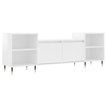 Mueble Para Tv Madera Contrachapada Blanco Brillo 160x35x55 Cm