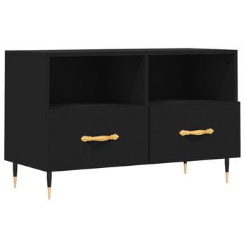 Mueble Para Tv Madera Contrachapada Negro 80x36x50 Cm