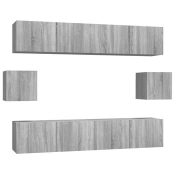 Set De Muebles Para Tv 6 Piezas Madera Contrachapada Gris Sonoma