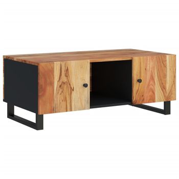 Mesa De Centro Madera Maciza Acacia Y Contrachapada 100x54x40cm