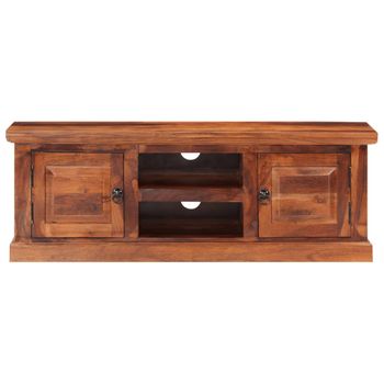 Mueble De Tv Con Puertas Madera Maciza De Acacia 112x30x40 Cm