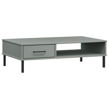 Mesa De Centro Con Patas De Metal Oslo Madera Maciza Pino Gris