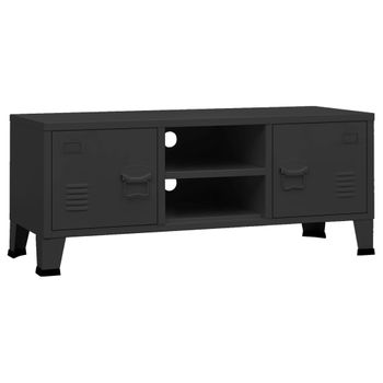 Mueble De Tv Industrial Metal Negro 105x35x42 Cm