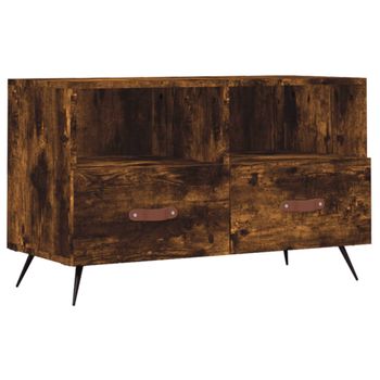 Mueble Para Tv Madera Contrachapada Roble Ahumado 80x36x50 Cm