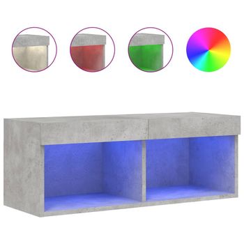 Mueble Para Tv Con Luces Led Gris Hormigón 80x30x30 Cm