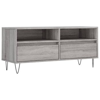 Mueble De Tv Madera Contrachapada Gris Sonoma 100x34,5x44,5 Cm