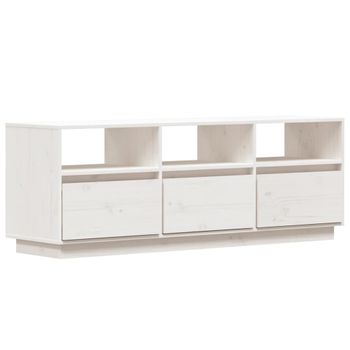 Mueble De Tv De Madera Maciza De Pino Blanco 140x37x50 Cm