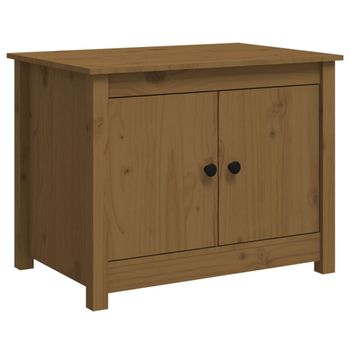 Mesa De Centro De Madera Maciza De Pino Marrón Miel 71x49x55 Cm