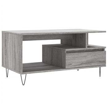 Mesa De Centro Madera Contrachapada Gris Sonoma 90x49x45 Cm