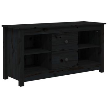 Mueble De Tv De Madera Maciza De Pino Negro 103x36,5x52 Cm