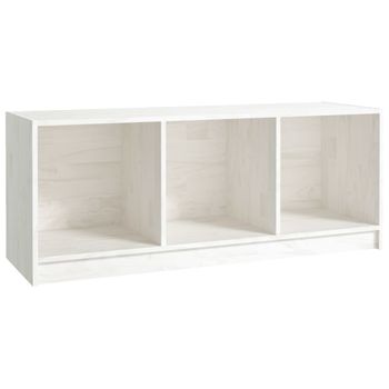 Mueble De Tv Madera Maciza De Pino Blanco 104x33x41 Cm