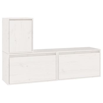 Muebles Para Tv 3 Piezas Madera Maciza De Pino Blanco