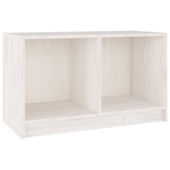 Mueble De Tv De Madera Maciza De Pino Blanco 70x33x42 Cm