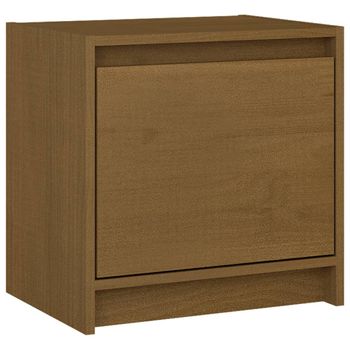 Mesita De Noche Madera Maciza De Mango Marrón Miel 40x30,5x40cm