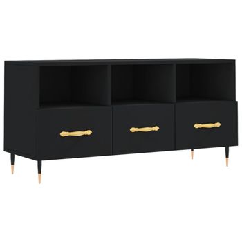 Mueble De Tv Madera De Ingeniería Negro 102x36x50 Cm