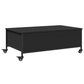 Mesa De Centro Con Ruedas Madera Ingeniería Negro 91x55x34 Cm