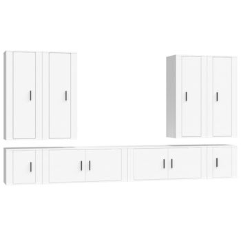 Set De Muebles Para Tv 8 Piezas Madera Contrachapada Blanco