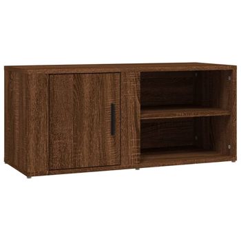 Mueble Para Tv Madera Contrachapada Roble Marrón 80x31,5x36 Cm