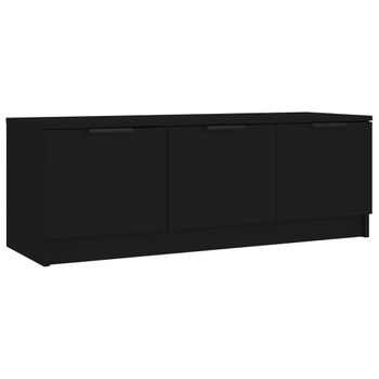 Mueble De Tv Madera Contrachapada Negro 102x35x36,5 Cm