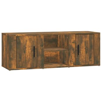 Mueble De Tv Madera Contrachapada Roble Ahumado 100x31,5x35 Cm