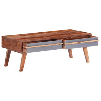 Mesa De Centro Madera Maciza De Sheesham Gris 110x50x40 Cm