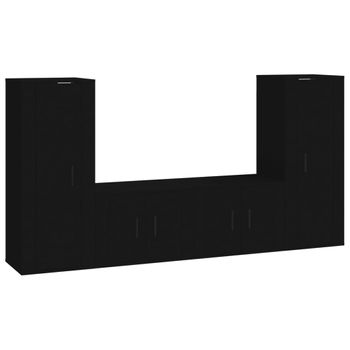 Set De Muebles Para Tv 4 Piezas Madera Contrachapada Negro