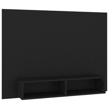 Mueble De Tv De Pared Madera Contrachapada Negro 120x23,5x90 Cm