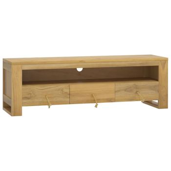 Mueble De Tv Madera Maciza De Teca 110x30x35 Cm