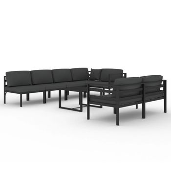 Set Muebles De Jardín 8 Piezas Y Cojines Aluminio Gris Antracita