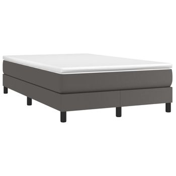 Cama Box Spring Con Colchón Cuero Sintético Gris 120x190 Cm