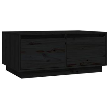 Mesa De Centro De Madera Maciza De Pino Negro 80x50x35 Cm