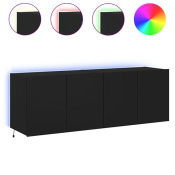 Muebles De Tv De Pared Con Luces Led 2 Unidades Negro 60x35x41 Cm