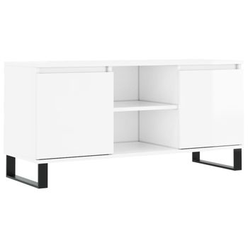 Mueble De Tv Madera De Ingeniería Blanco Brillo 104x35x50 Cm