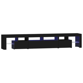 Mueble De Tv Con Luces Led Negro 230x36,5x40 Cm