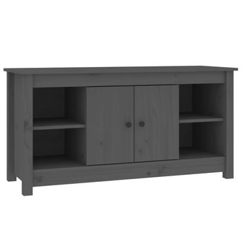 Mueble De Tv De Madera Maciza De Pino Gris 103x36,5x52 Cm