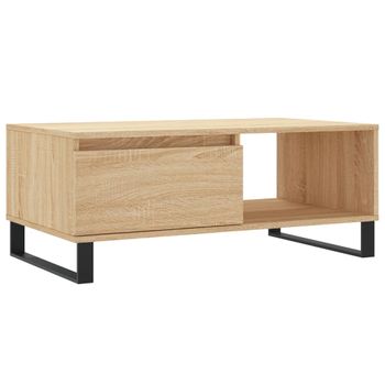 Mesa De Centro Madera Contrachapada Roble Sonoma 90x50x36,5 Cm