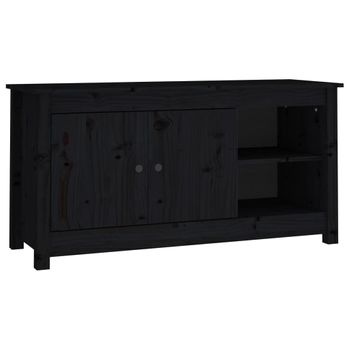 Mueble De Tv De Madera Maciza De Pino Negro 103x36,5x52 Cm