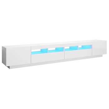 Mueble Para Tv Con Luces Led Blanco Brillante 260x35x40 Cm