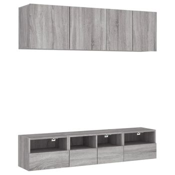 Muebles De Tv De Pared 5 Piezas Madera De Ingeniería Gris Sonoma