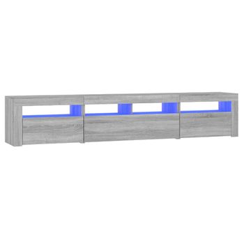 Mueble De Tv Con Luces Led Gris Sonoma 210x35x40 Cm