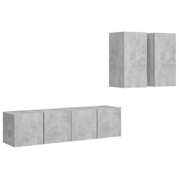 Set De Muebles De Salón 4 Piezas Madera Ingeniería Gris Hormigón