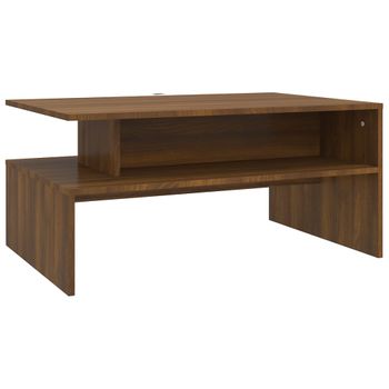 Mesa De Centro Madera Contrachapada Roble Marrón 90x60x42,5 Cm