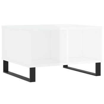 Mesa De Centro Madera Contrachapada Blanco Brillo 60x50x36,5 Cm