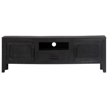 Mueble Para Tv De Madera Maciza De Mango Negro 118x30x40 Cm