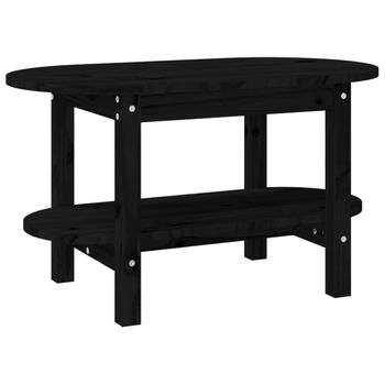 Mesa De Centro De Madera Maciza De Pino Negro 80x45x45 Cm