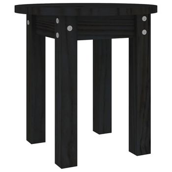 Mesa De Centro De Madera Maciza De Pino Negro Ø35x35 Cm