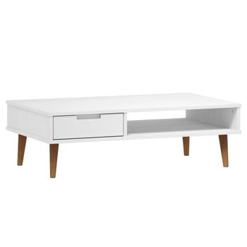 Mesa De Centro Molde Madera Maciza De Pino Blanco 100x55x31 Cm