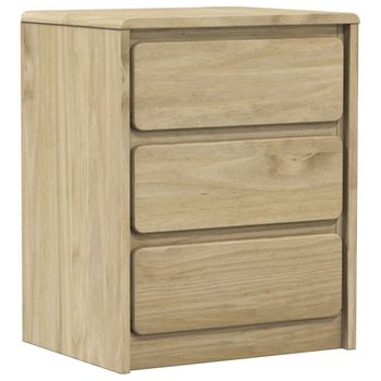 Mesita De Noche Sauda Madera De Pino Maciza Roble 44x35x56 Cm