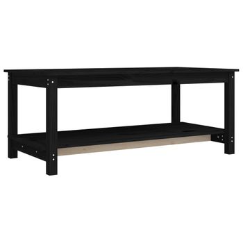 Mesa De Centro De Madera Maciza De Pino Negro 110x55x45 Cm