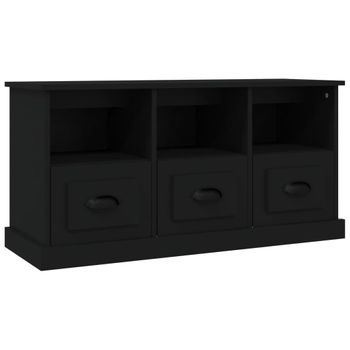 Mueble De Tv Madera Contrachapada Negro 100x35x50 Cm